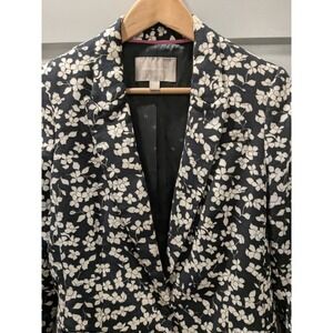 Banana Republic Womens Floral‎ Print Blazer Jacket Career Black White Size 8